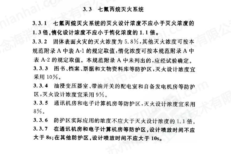 七氟丙烷滅火系統(tǒng)滅火濃度規(guī)范
